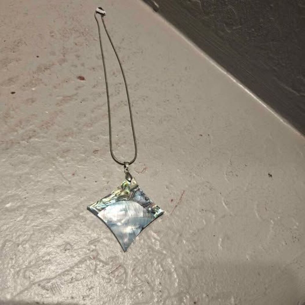 Abalone Shell Diamond Pendant Necklace